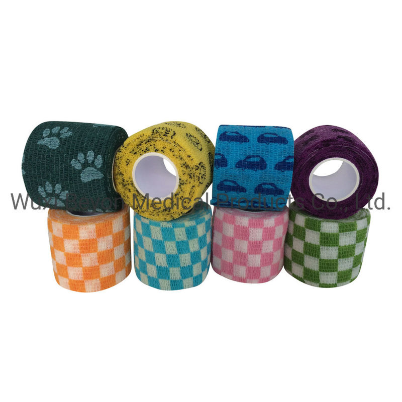 5cm OEM Cohesive Bandage Finger Customized Pattern OEM Logo Printed
